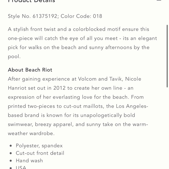 Anthropologie Beach Riot ColorBlock One Piece Swim Suit Black White Size XS NWOT - Picture 4 of 6